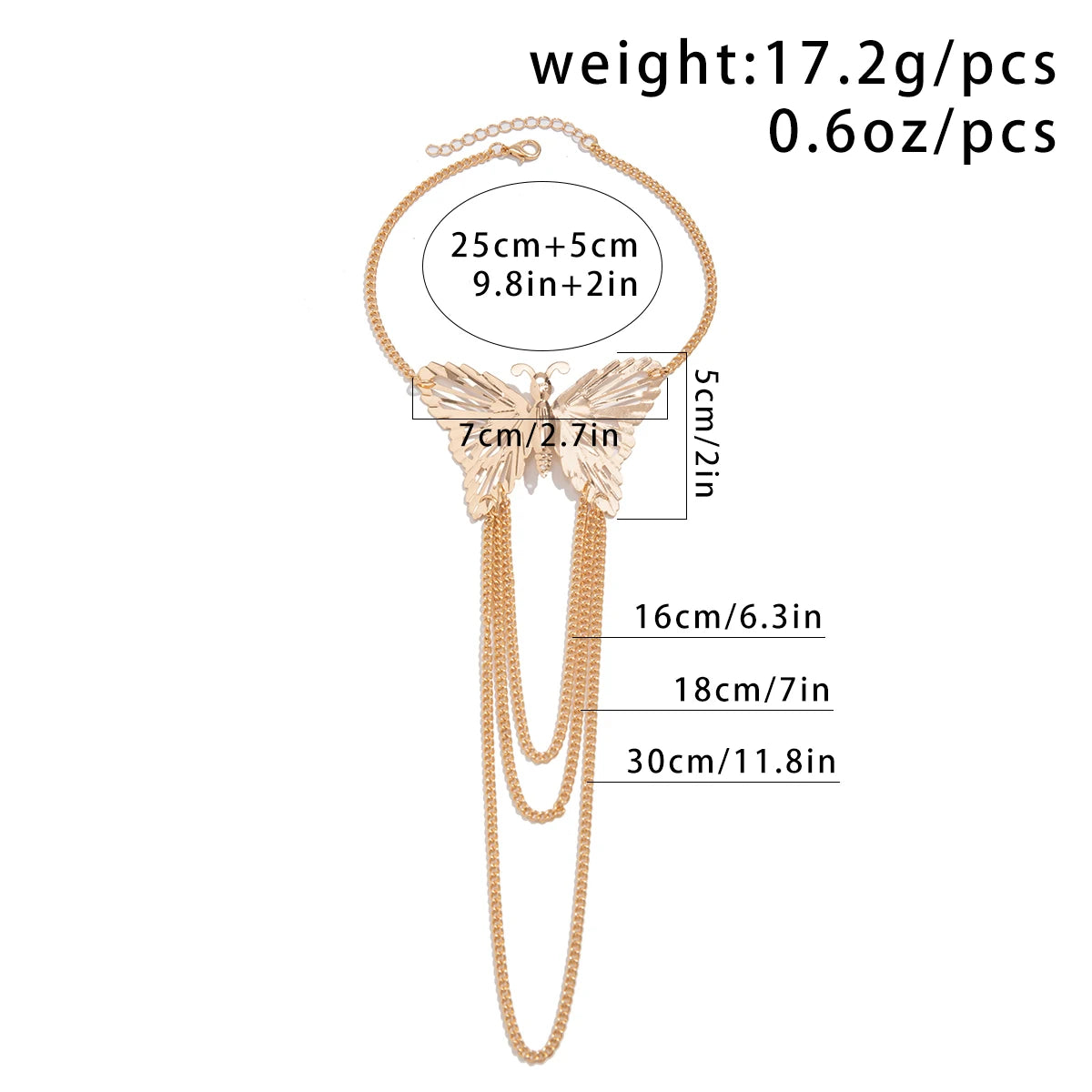 Ingemark Boho Exquisite Big Butterfly Tassel Arm Chain Bracelet Women Wedding Bridal Vintage Adjustable Bracelets Hand Jewelry