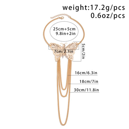 Ingemark Boho Exquisite Big Butterfly Tassel Arm Chain Bracelet Women Wedding Bridal Vintage Adjustable Bracelets Hand Jewelry