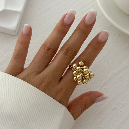 Ingemark Unique Exaggerated Large Petal Flower Rings for Women Vintage Geometric Adjustable Finger Ring Grunge Jewelry Steampunk
