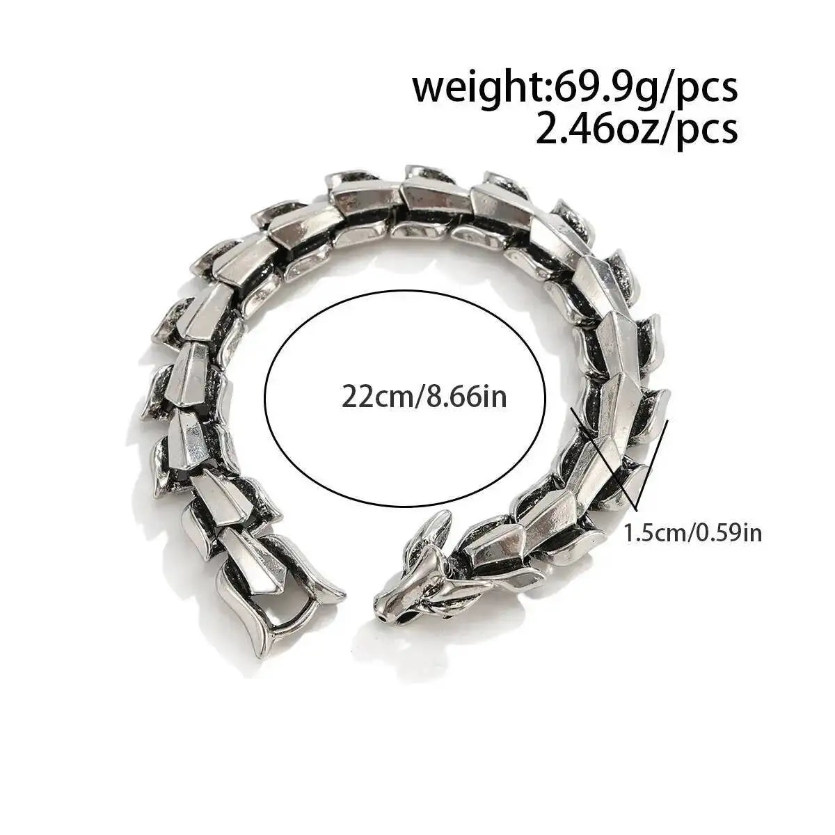 Ingemark Punk Style Keel Dragon Chunky Bracelet for Men Personality Gothic Silver Color Metal Open Bangles Jewelry Accessories