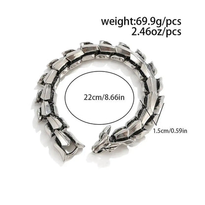 Ingemark Punk Style Keel Dragon Chunky Bracelet for Men Personality Gothic Silver Color Metal Open Bangles Jewelry Accessories