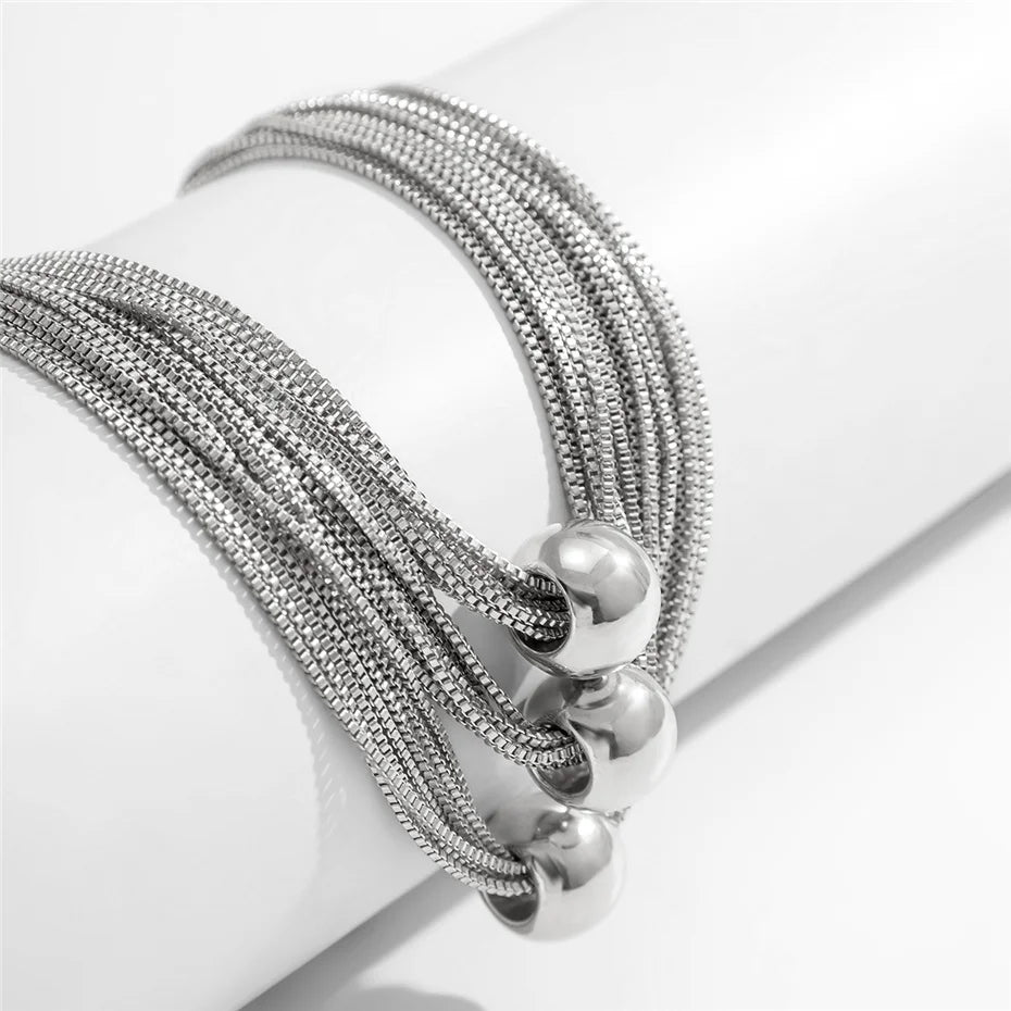 Ingemark Gothic Layered Big Ball Pendant Choker Necklace Women Punk Chunky Thick Box Clavicle Chain Grunge Jewelry Steampunk Men