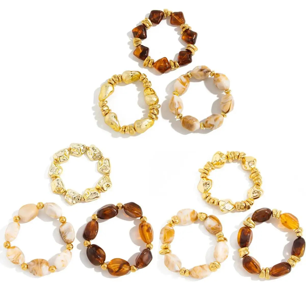3 Pcs/Set Y2K Bohemian Acrylic Resin CCB Beads Bracelets Vintage Baroque Style Splicing Bangle Women's Daily Charm Jewelry