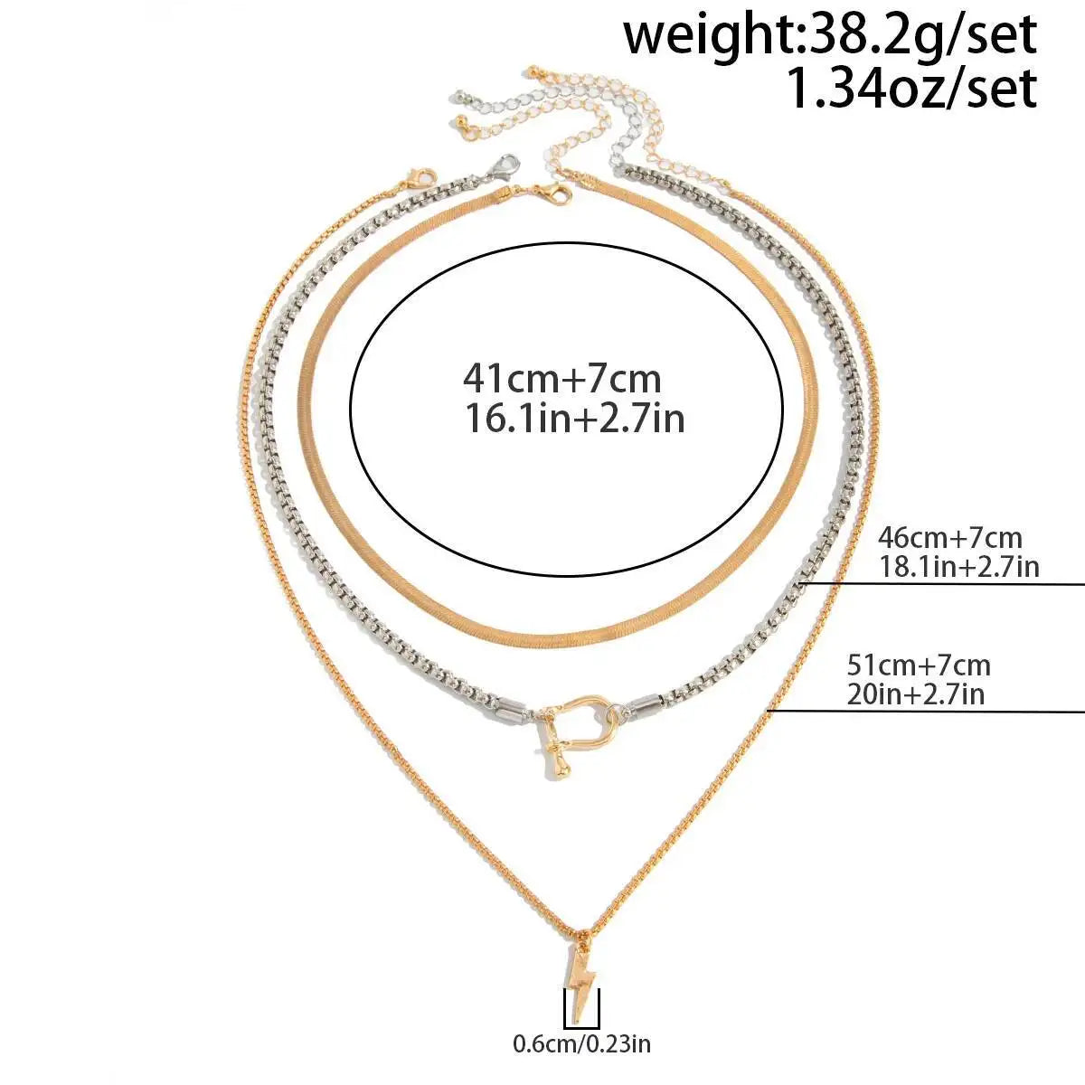 Ingemark 3Pcs/Set Unique Irregular Pendant Choker Necklace for Women Simple Metal Snake Chain Neck Jewelry Party Accessories