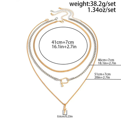 Ingemark 3Pcs/Set Unique Irregular Pendant Choker Necklace for Women Simple Metal Snake Chain Neck Jewelry Party Accessories