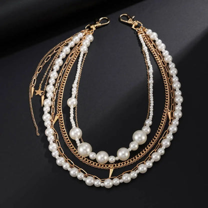Exquisite Luxury Imitation Pearl Trousers Hipster Pant Jean Keychain for Men Punk Trousers Jeans Keyring HipHop Jewelry