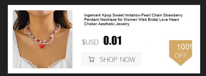 Ingemark Vintage Imitation-Pearl Heart OT Buckle Pendant Necklace Women Wedding Bridal Bead Chain Neck Accessories Jewelry New