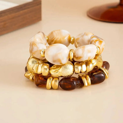 3 Pcs/Set Y2K Bohemian Acrylic Resin CCB Beads Bracelets Vintage Baroque Style Splicing Bangle Women's Daily Charm Jewelry