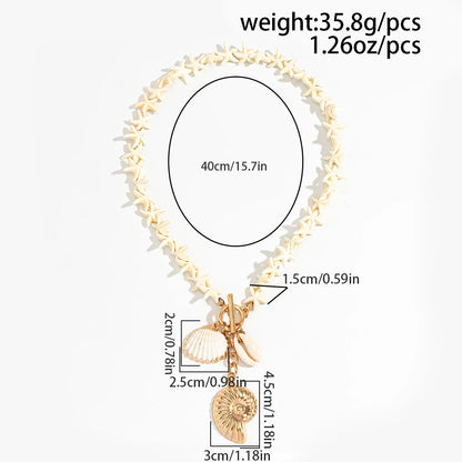 Ingemark Boho White Starfish Chain Necklace for Women Fashion Statement Elegant Conch Snail Pendant Choker Aesthetic Y2K Jewelry