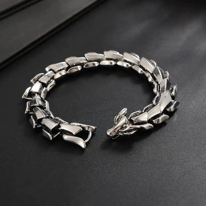 Ingemark Punk Style Keel Dragon Chunky Bracelet for Men Personality Gothic Silver Color Metal Open Bangles Jewelry Accessories