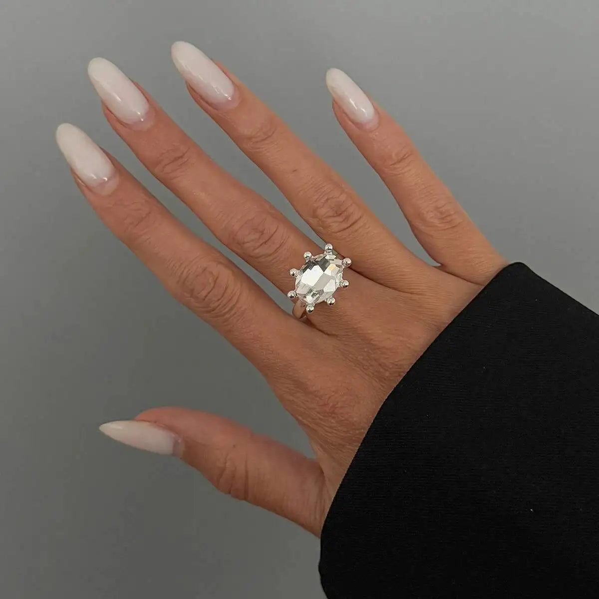 Ingemark Personalized Colorful Rhinestone Adjustable Opening Ring for Women Retro Acrylic Stackable Knuckle Ring Y2K Accessory