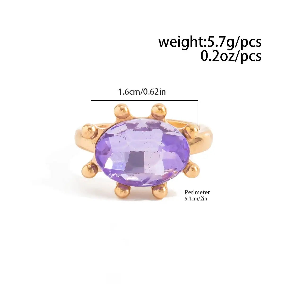 Ingemark Personalized Colorful Rhinestone Adjustable Opening Ring for Women Retro Acrylic Stackable Knuckle Ring Y2K Accessory