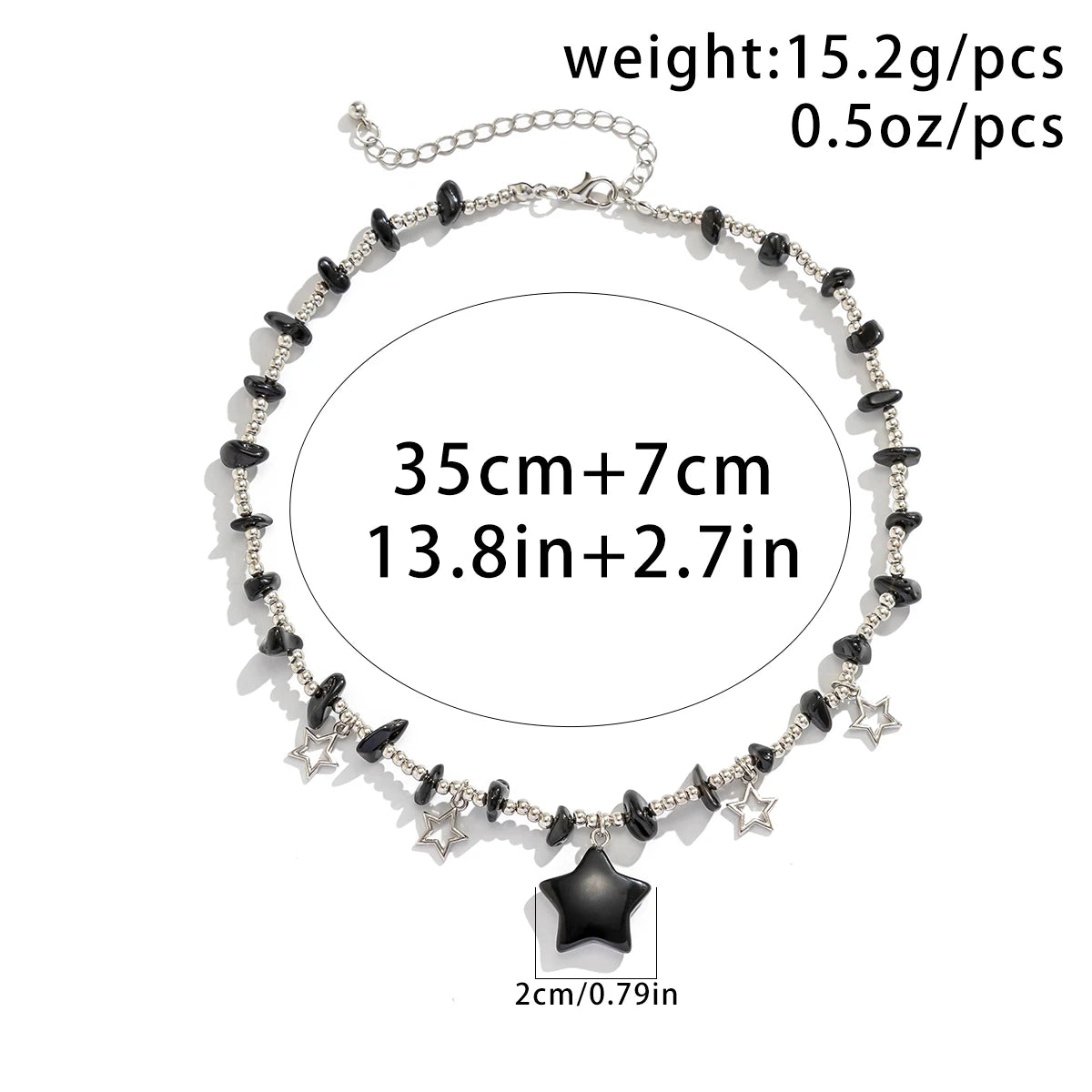 Boho Colorful Irregular Stone Hollow Star Pendant Choker Necklace Women Summer Goth Beads Chain Y2K Jewelry Accessories