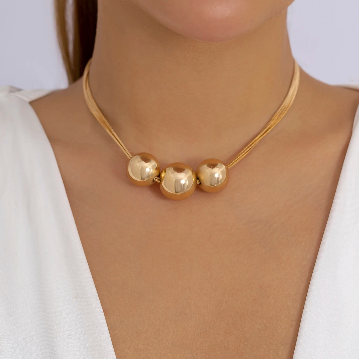 Ingemark Gothic Layered Big Ball Pendant Choker Necklace Women Punk Chunky Thick Box Clavicle Chain Grunge Jewelry Steampunk Men