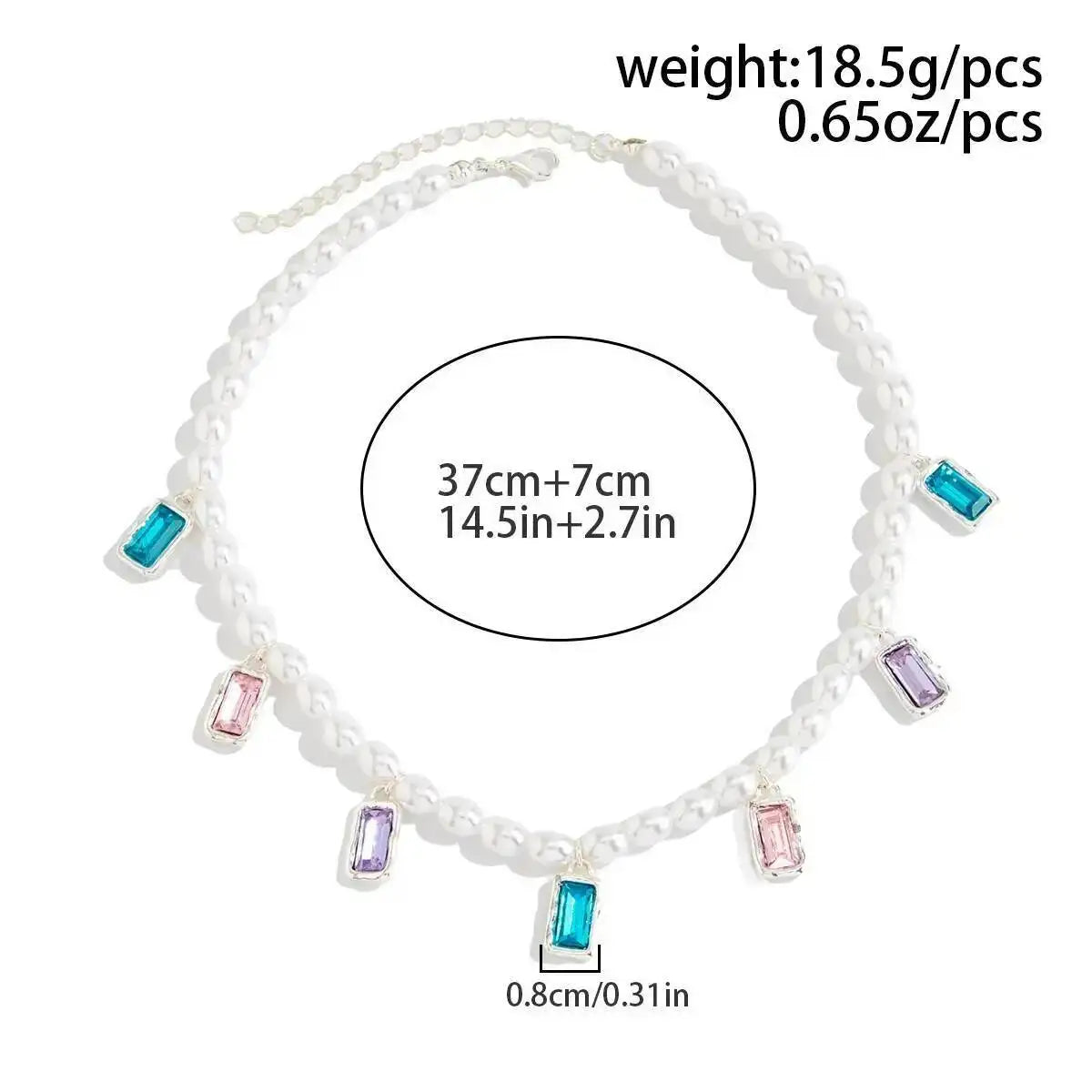 Ingemark Elegant Glossy Imitation Pearl Choker Necklace for Women Cute Colorful Acrylic Rhinestone Pendant Necklace Y2K Jewelry