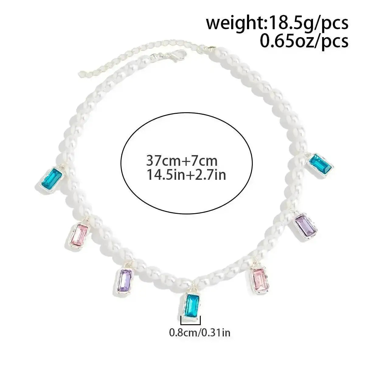 Ingemark Elegant Glossy Imitation Pearl Choker Necklace for Women Cute Colorful Acrylic Rhinestone Pendant Necklace Y2K Jewelry