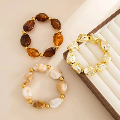 3 Pcs/Set Y2K Bohemian Acrylic Resin CCB Beads Bracelets Vintage Baroque Style Splicing Bangle Women's Daily Charm Jewelry