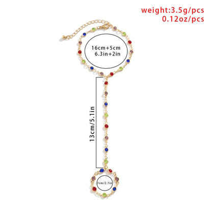 Boho Creative Simple Crystal Finger Bracelet For Women Gold Color Link Chains Connecting Hand Harness Bangles Y2K Jewelry Gift