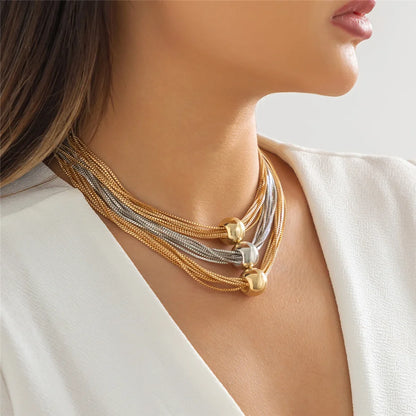 Ingemark Gothic Layered Big Ball Pendant Choker Necklace Women Punk Chunky Thick Box Clavicle Chain Grunge Jewelry Steampunk Men