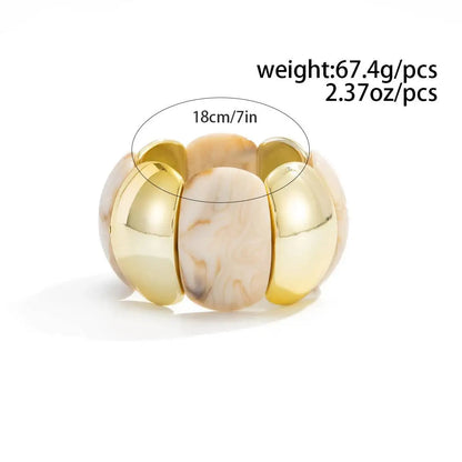 6 Style Boho Punk Geometric Acrylic Resin Elasticity Bangles for Women Vintage CCB Beads Bangle Bracelets Charm Jewelry
