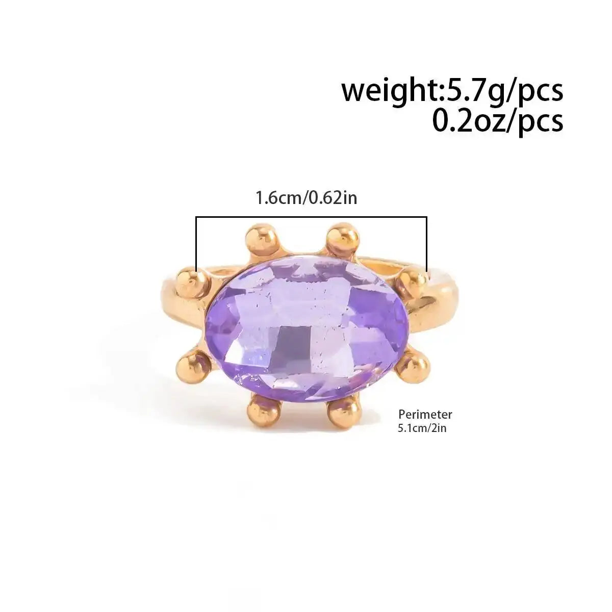 Ingemark Personalized Colorful Rhinestone Adjustable Opening Ring for Women Retro Acrylic Stackable Knuckle Ring Y2K Accessory
