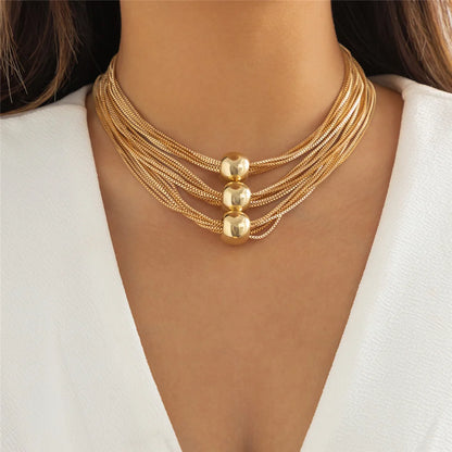 Ingemark Gothic Layered Big Ball Pendant Choker Necklace Women Punk Chunky Thick Box Clavicle Chain Grunge Jewelry Steampunk Men