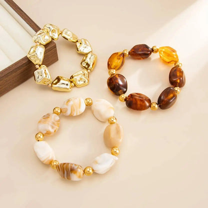 3 Pcs/Set Y2K Bohemian Acrylic Resin CCB Beads Bracelets Vintage Baroque Style Splicing Bangle Women's Daily Charm Jewelry
