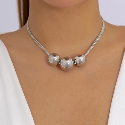 Ingemark Gothic Layered Big Ball Pendant Choker Necklace Women Punk Chunky Thick Box Clavicle Chain Grunge Jewelry Steampunk Men