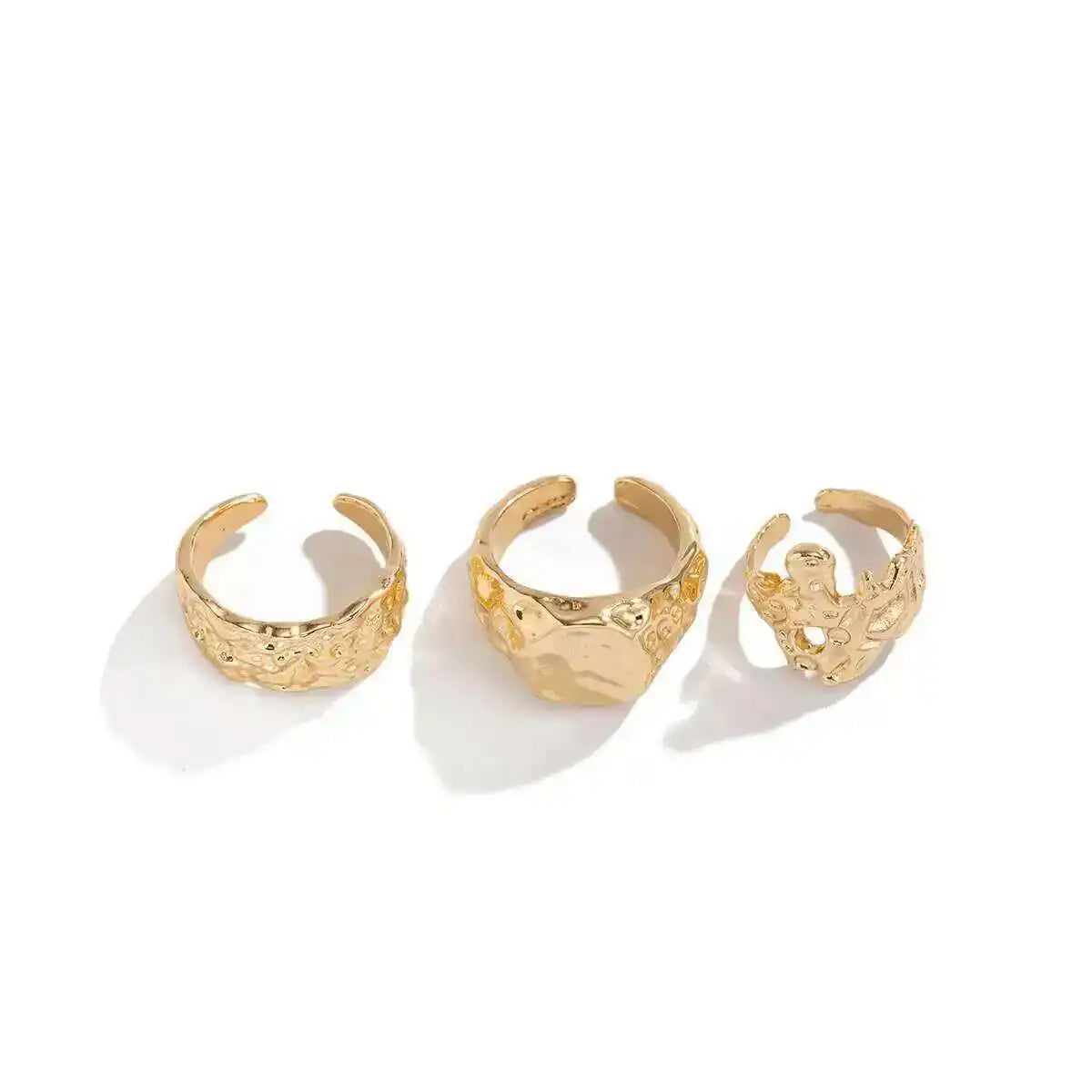 Ingemark 3Pcs/Set Creative Irregular Lava Open Ring for Men 2025 New Trendy Goth Adjustable Chunky Ring Grunge Jewelry Steampunk