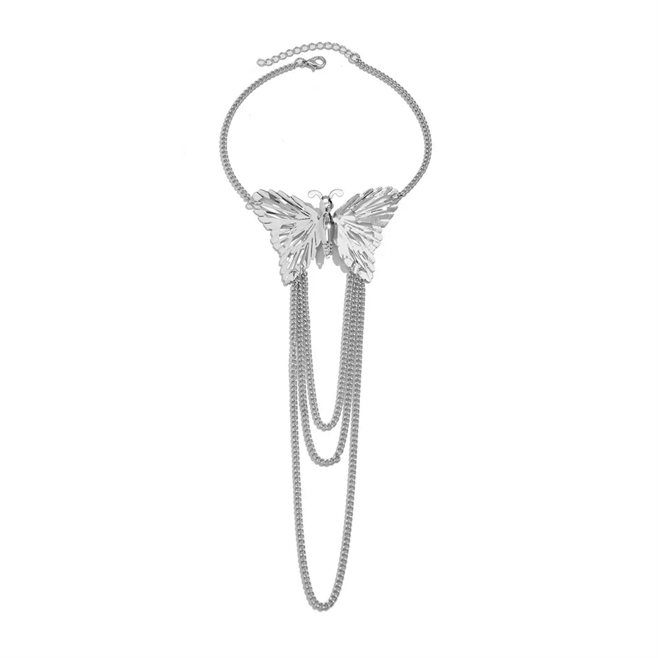 Ingemark Boho Exquisite Big Butterfly Tassel Arm Chain Bracelet Women Wedding Bridal Vintage Adjustable Bracelets Hand Jewelry