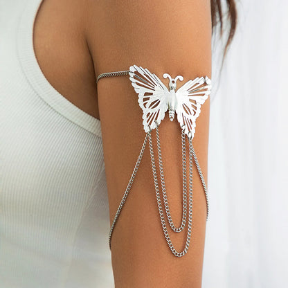 Ingemark Boho Exquisite Big Butterfly Tassel Arm Chain Bracelet Women Wedding Bridal Vintage Adjustable Bracelets Hand Jewelry
