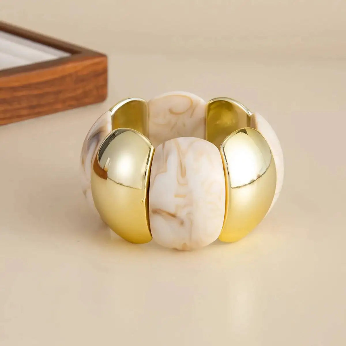 6 Style Boho Punk Geometric Acrylic Resin Elasticity Bangles for Women Vintage CCB Beads Bangle Bracelets Charm Jewelry
