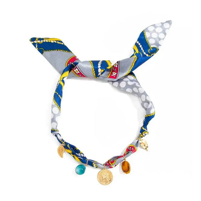 Ingemark Elegant Adjustable Silk Scarf Choker Necklace for Women Vintage Boho Leaf Coin Pendant Necklace Daily Jewelry Gift