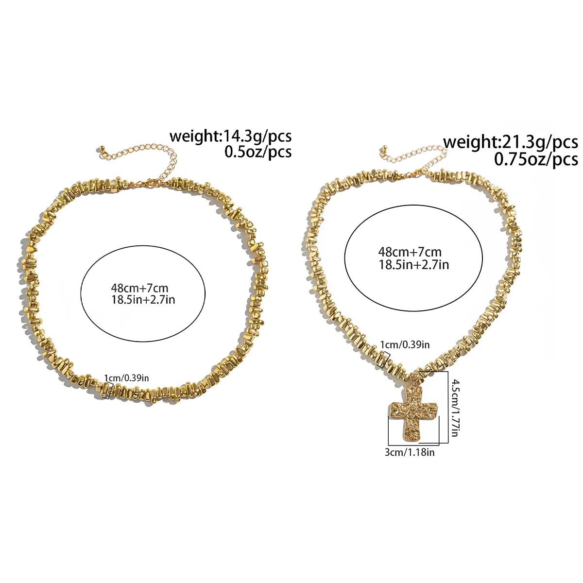 Ingemark 2Pcs/Set Creative Irregular CCB Beads Chain for Men Trendy Goth Cross Jesus Pendant Choker Grunge Jewelry Steampunk New