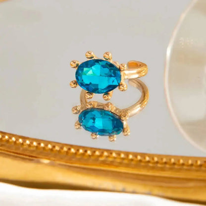 Ingemark Personalized Colorful Rhinestone Adjustable Opening Ring for Women Retro Acrylic Stackable Knuckle Ring Y2K Accessory