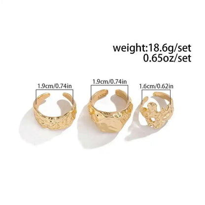 Ingemark 3Pcs/Set Creative Irregular Lava Open Ring for Men 2025 New Trendy Goth Adjustable Chunky Ring Grunge Jewelry Steampunk