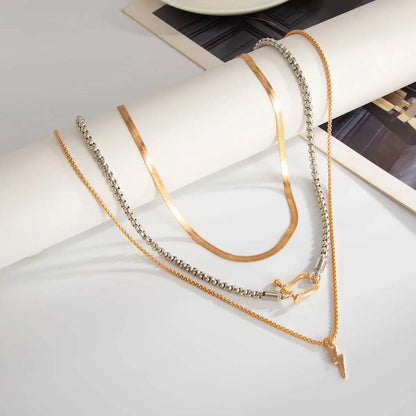 Ingemark 3Pcs/Set Unique Irregular Pendant Choker Necklace for Women Simple Metal Snake Chain Neck Jewelry Party Accessories