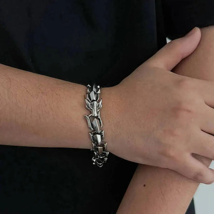 Ingemark Punk Style Keel Dragon Chunky Bracelet for Men Personality Gothic Silver Color Metal Open Bangles Jewelry Accessories