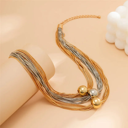 Ingemark Gothic Layered Big Ball Pendant Choker Necklace Women Punk Chunky Thick Box Clavicle Chain Grunge Jewelry Steampunk Men