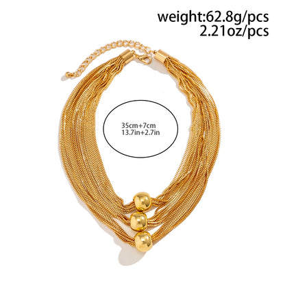 Ingemark Gothic Layered Big Ball Pendant Choker Necklace Women Punk Chunky Thick Box Clavicle Chain Grunge Jewelry Steampunk Men