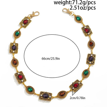 Ingemark Hip-Hop Red Green Acrylic Rhinestone Keychain Wallet Belt Chain for Men Trendy Hipster Pant Jeans Chain Street Jewelry