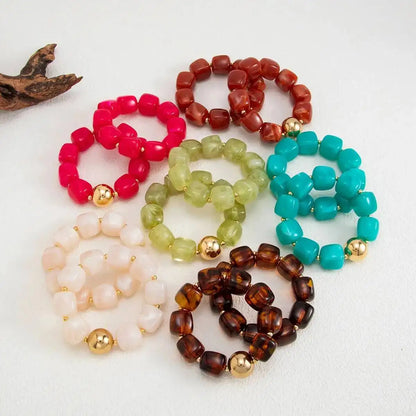 Ingemark 2Pcs/Set Retro Resin Beaded Bracelet for Women Bohemian Stackable Acrylic Elastic Bangle 2026 New Jewelry Accessories
