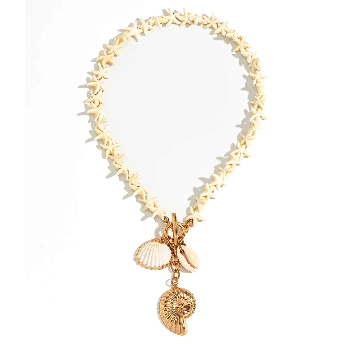 Ingemark Boho White Starfish Chain Necklace for Women Fashion Statement Elegant Conch Snail Pendant Choker Aesthetic Y2K Jewelry