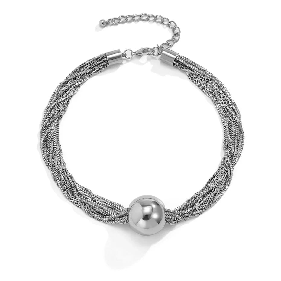 Ingemark Gothic Twisted Chunky Chain Necklace for Women Vintage Big Ball Pendant Choker Clavicle Link Grunge Jewelry Steampunk