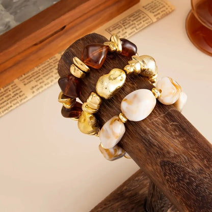 3 Pcs/Set Y2K Bohemian Acrylic Resin CCB Beads Bracelets Vintage Baroque Style Splicing Bangle Women's Daily Charm Jewelry