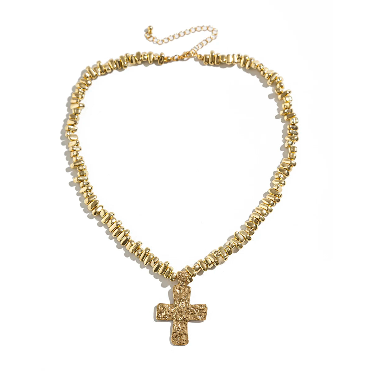 Ingemark 2Pcs/Set Creative Irregular CCB Beads Chain for Men Trendy Goth Cross Jesus Pendant Choker Grunge Jewelry Steampunk New