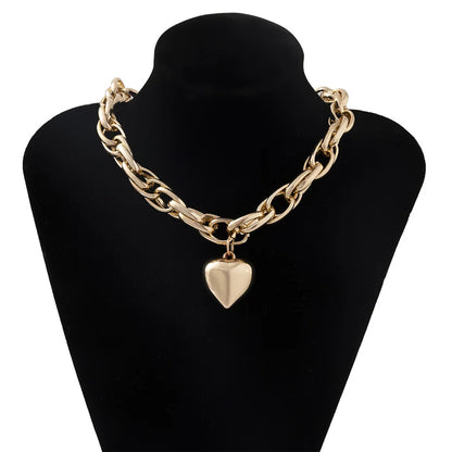 Ingemark High Quality Punk Big Heart Pendant Necklace Women Fashion Statement Chunky Heavy Chain Grunge Jewelry Steampunk Men
