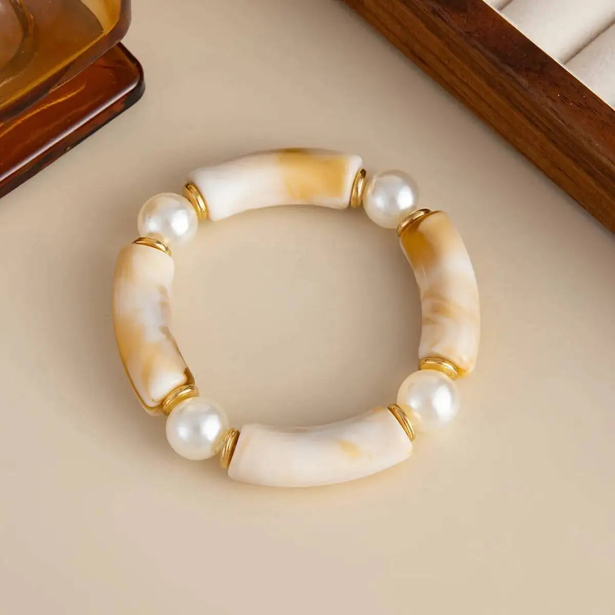 6 Style Boho Punk Geometric Acrylic Resin Elasticity Bangles for Women Vintage CCB Beads Bangle Bracelets Charm Jewelry