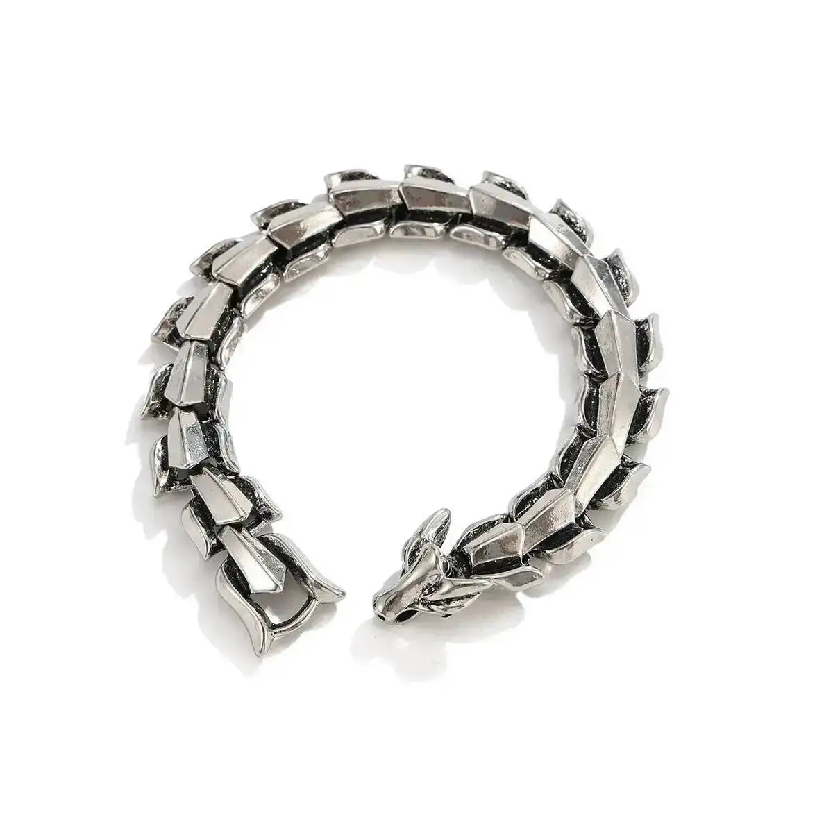 Ingemark Punk Style Keel Dragon Chunky Bracelet for Men Personality Gothic Silver Color Metal Open Bangles Jewelry Accessories