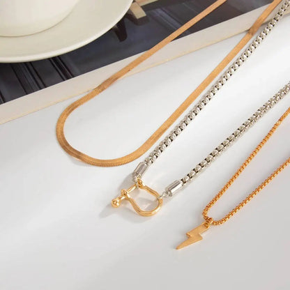 Ingemark 3Pcs/Set Unique Irregular Pendant Choker Necklace for Women Simple Metal Snake Chain Neck Jewelry Party Accessories